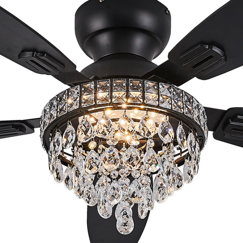 Fanyank crystal ceiling fan lights illuminate the room with elegant ambience