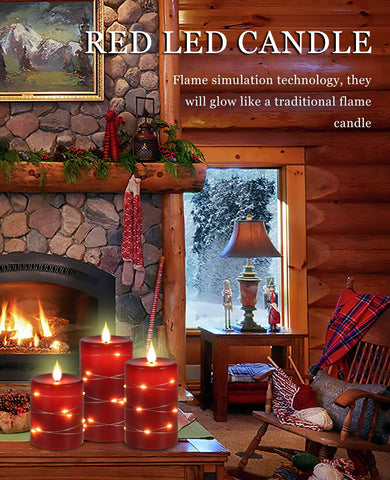 Fanzir red flameless candle 5-inch with string lights for cozy dinners
