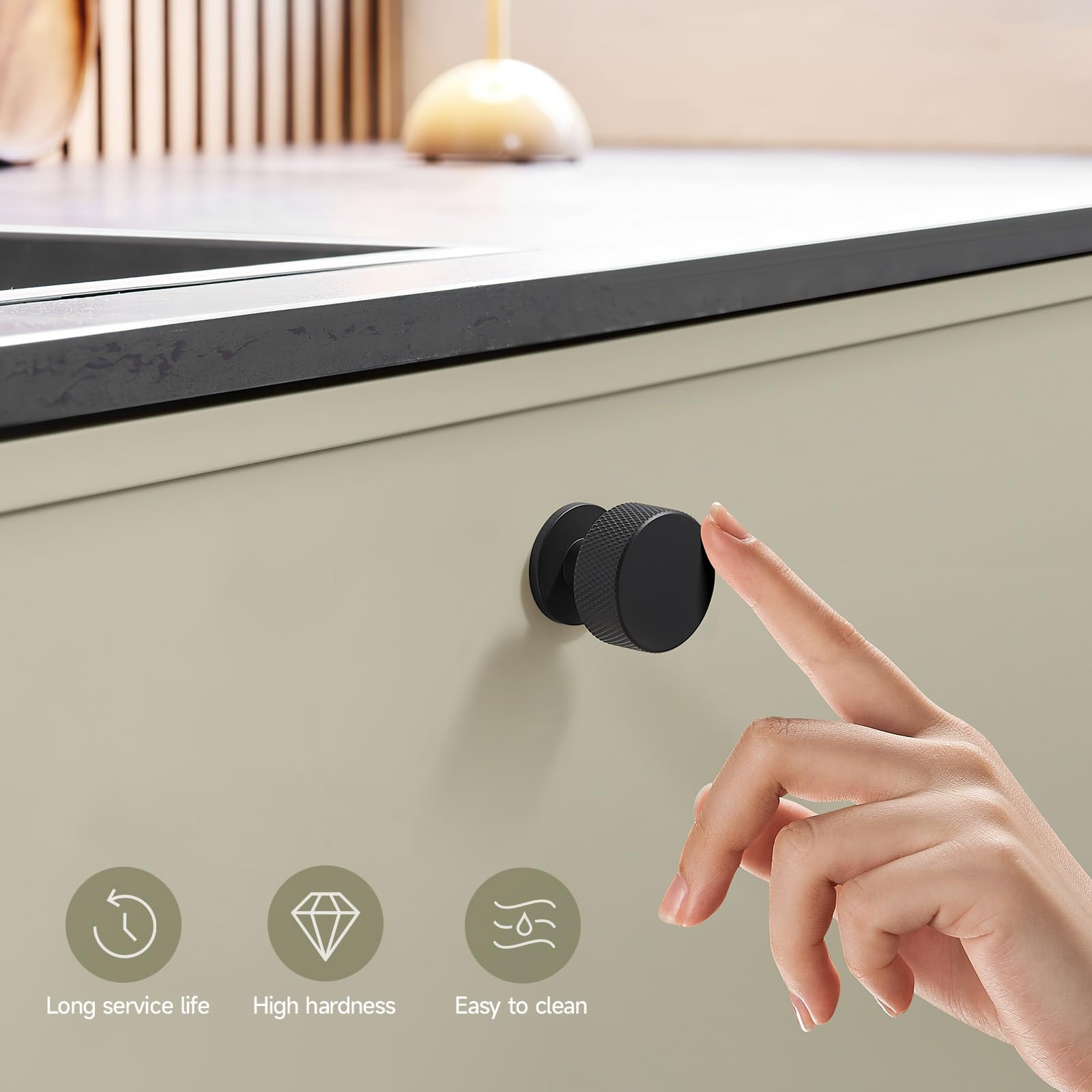 FAPUAL 10-pack matte black knobs shown unboxed for clarity on value.