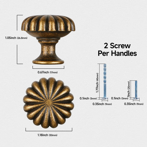 FAPUAL antique brass knob side profile emphasizes vintage curves.
