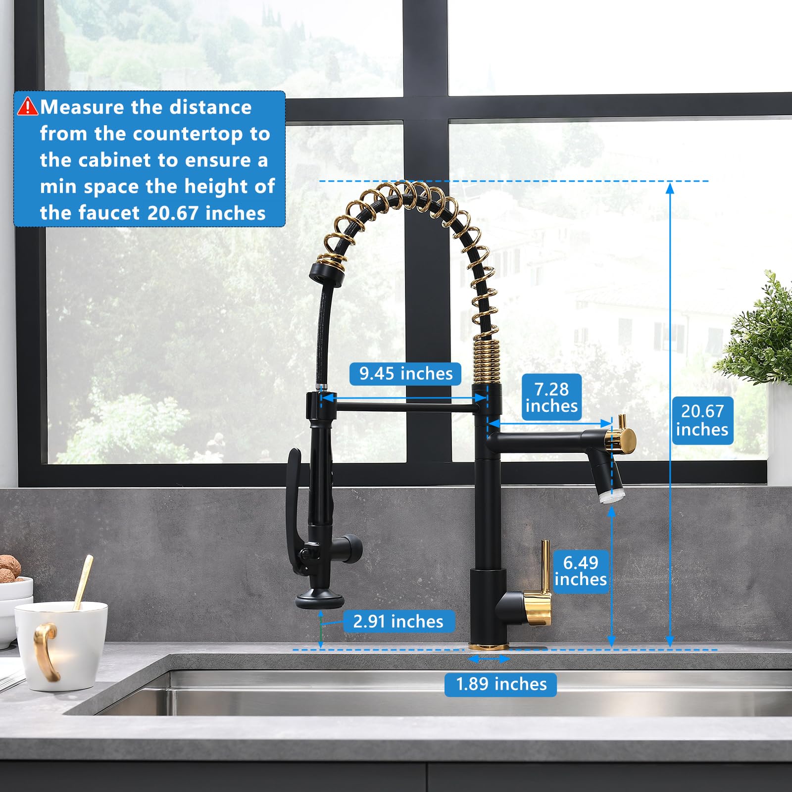 Fapully 360-degree swivel nozzle closeup enables full sink reach