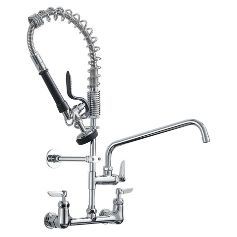 Fapully wall-mount commercial faucet with pre-rinse sprayer for efficient plate prep