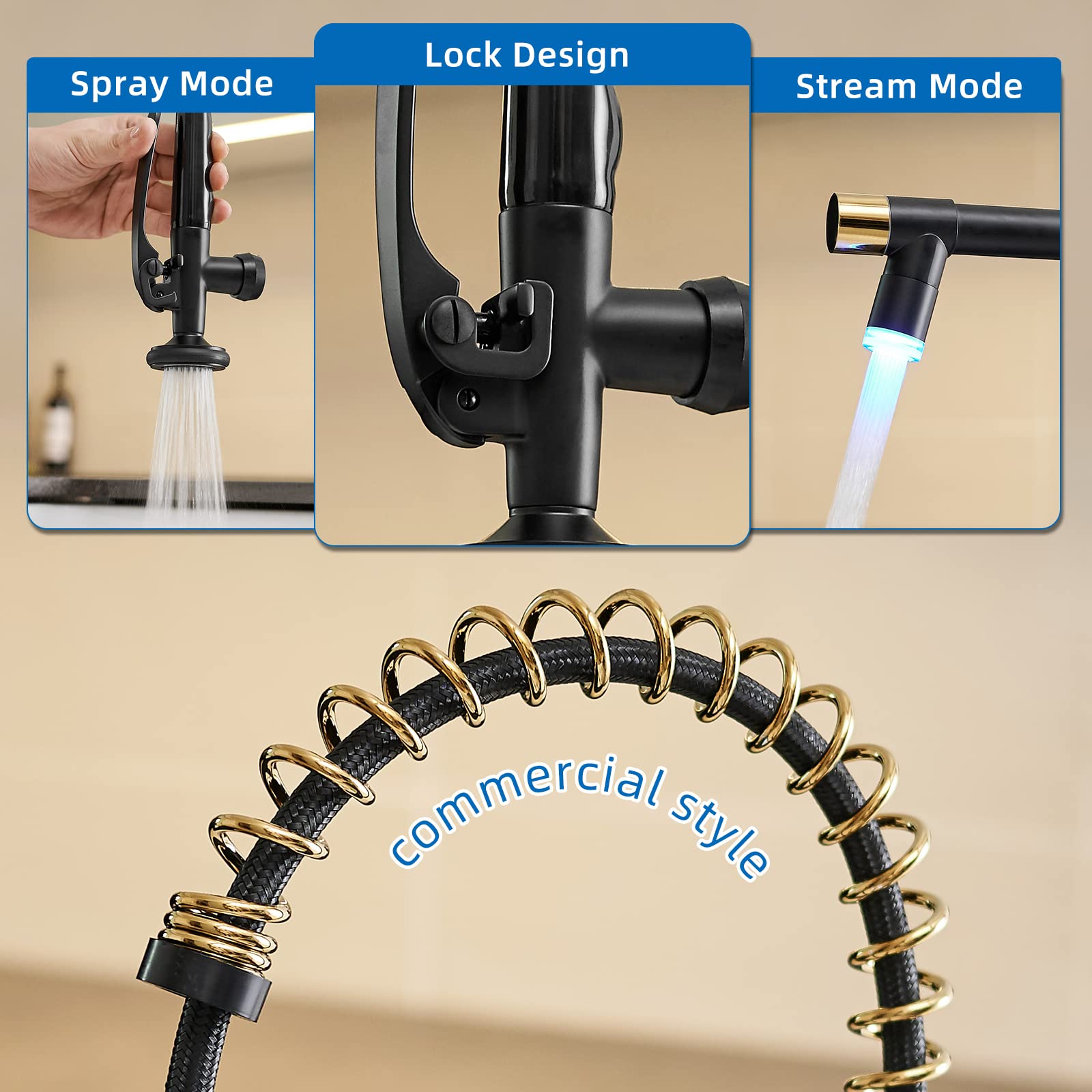 Fapully commercial-style home-use faucet close view