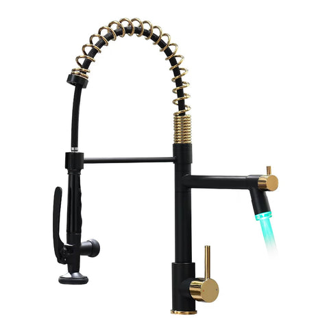 Fapully LED kitchen faucet pull-down angled view for precise cleaning