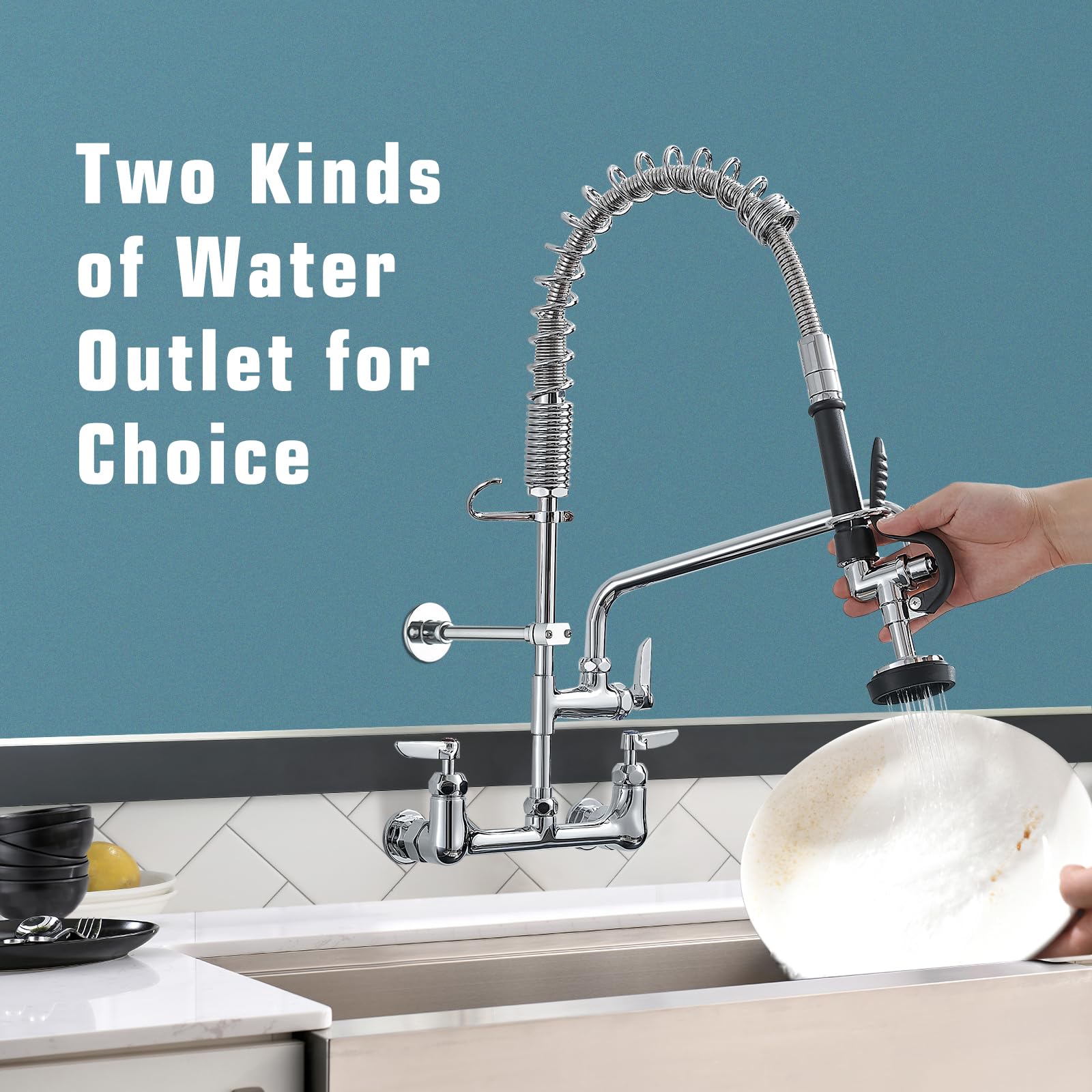 Fapully 8-inch center setup fits standard 1-3 compartment kitchen sinks