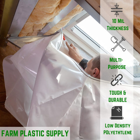 Farm Plastic Supply 10mil clear sheeting used as moisture barrier on site.