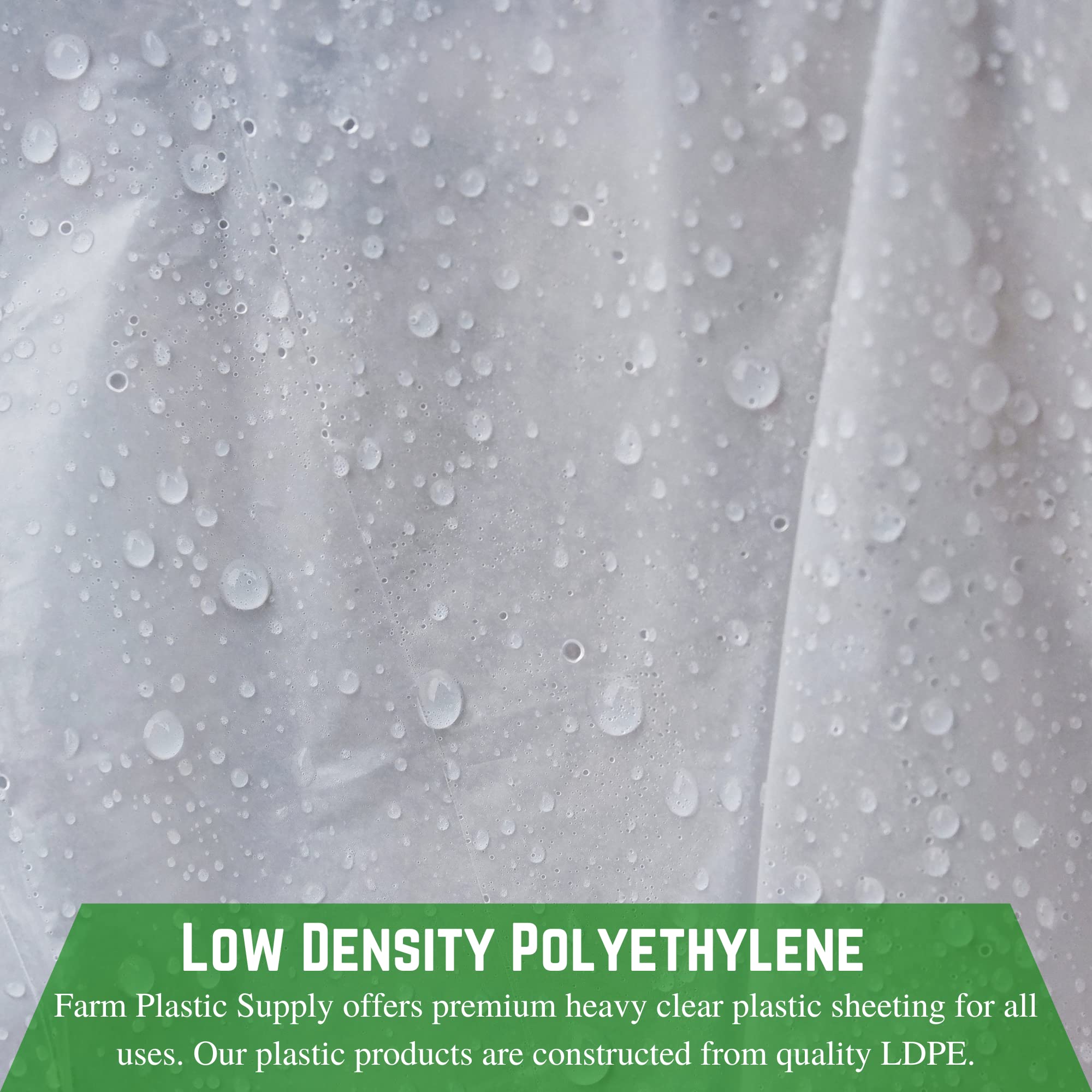 Farm Plastic Supply 10mil barrier roll protects surfaces from moisture.