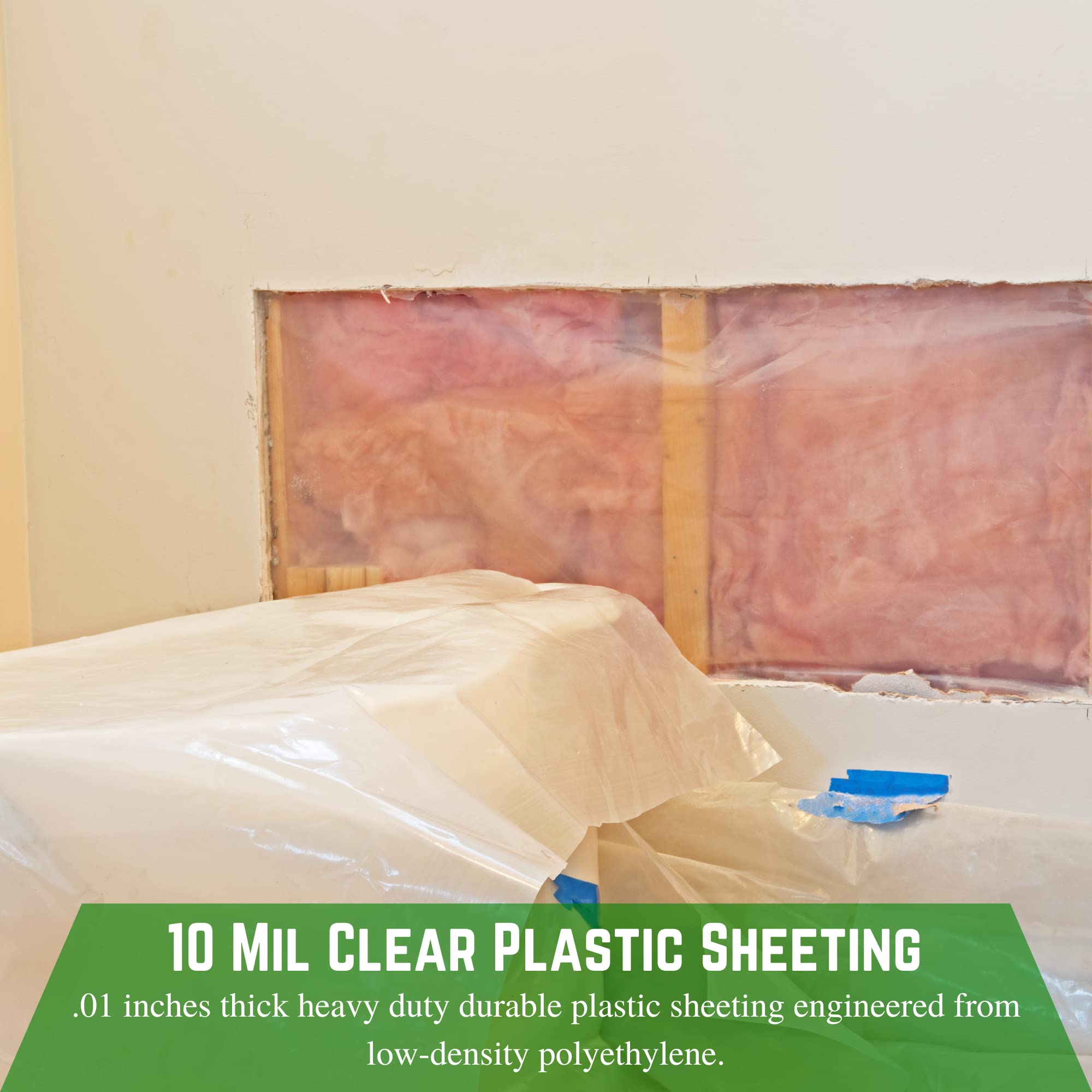 Farm Plastic Supply durable clear film serves as spray barrier and dust containment.