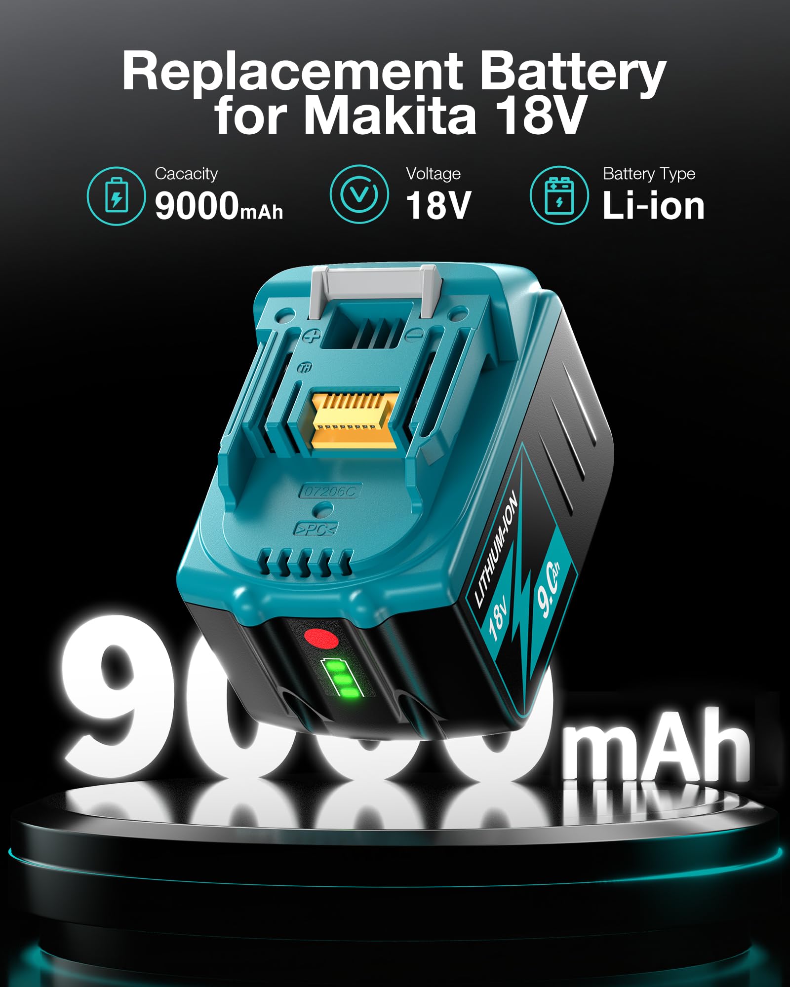 Farmice 18V battery compatible with Makita tools.