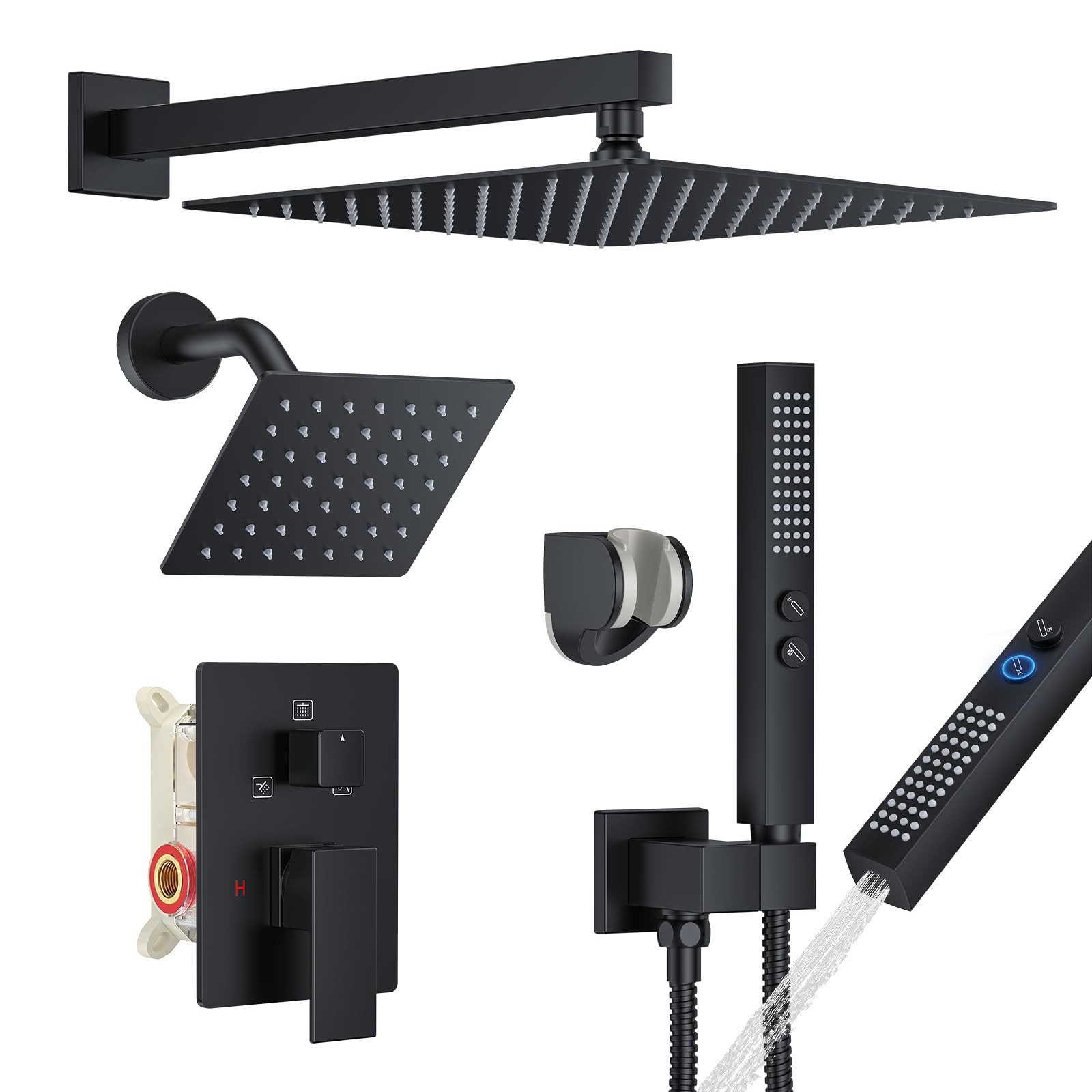 FAROLAN rain shower system with 12-inch overhead head for spa-like mornings