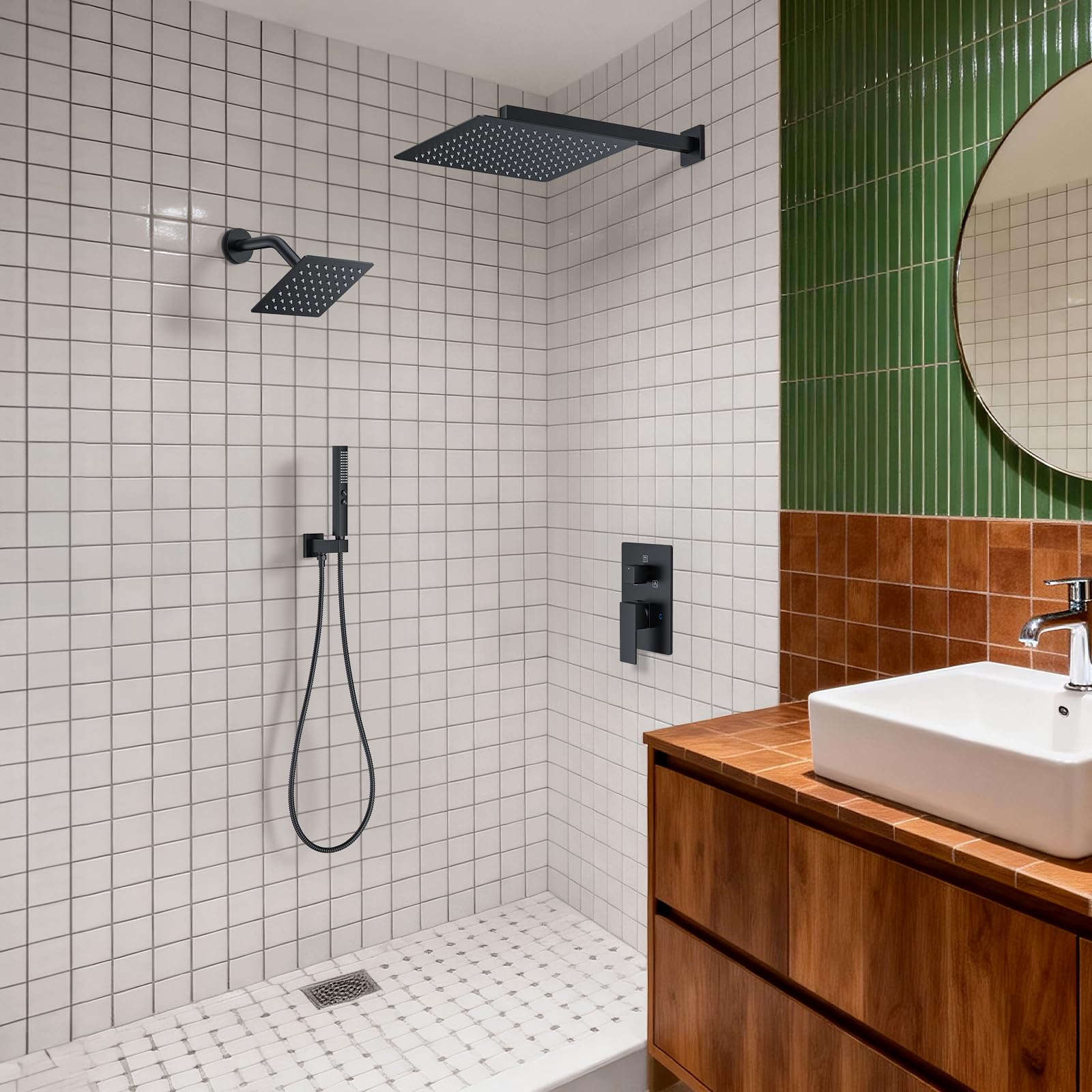 FAROLAN matte black finish resists fingerprints for modern bathrooms