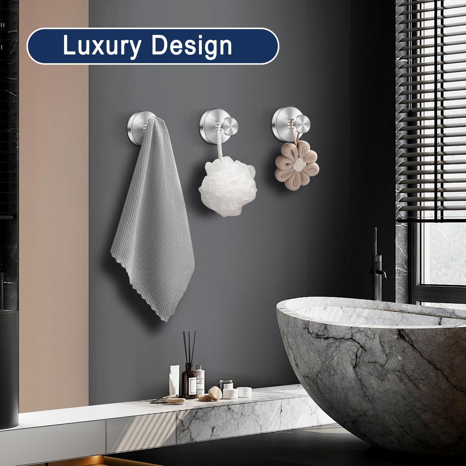 Fasbeu mirror 4pcs suction hooks compact vanity organization