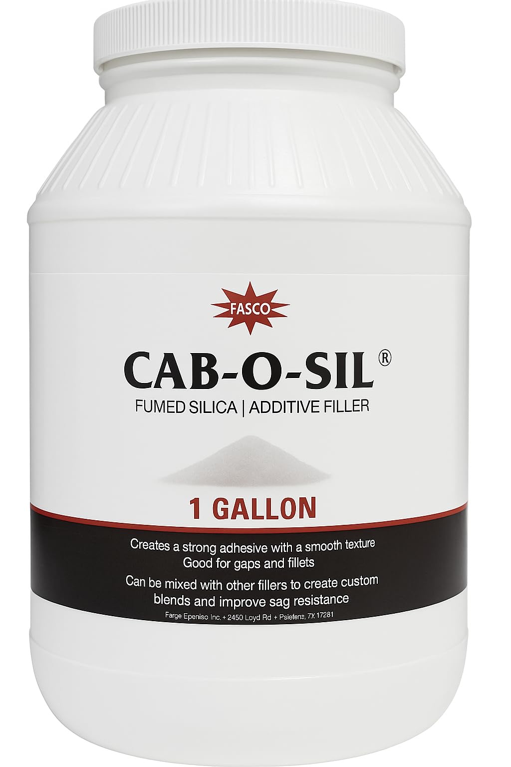 Fasco Cabosil thickening powder increases epoxy viscosity and helps prevent sagging.