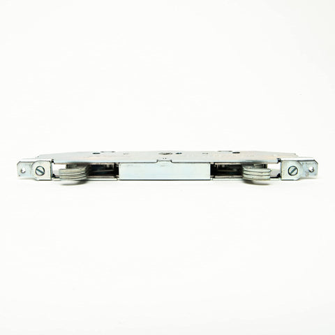 Fasco mortise lock double-hook close-up highlighting dual locking points.
