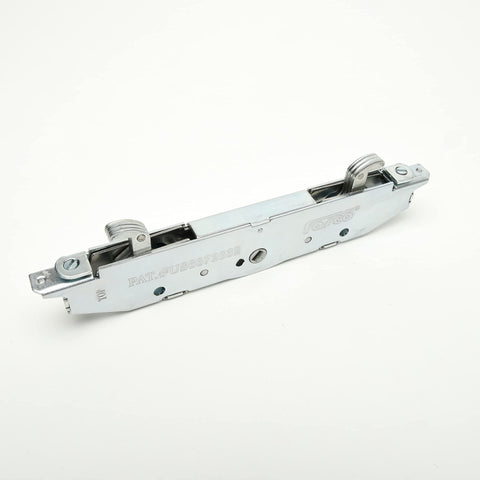 Fasco mortise lock in vinyl door context showing installation suitability.