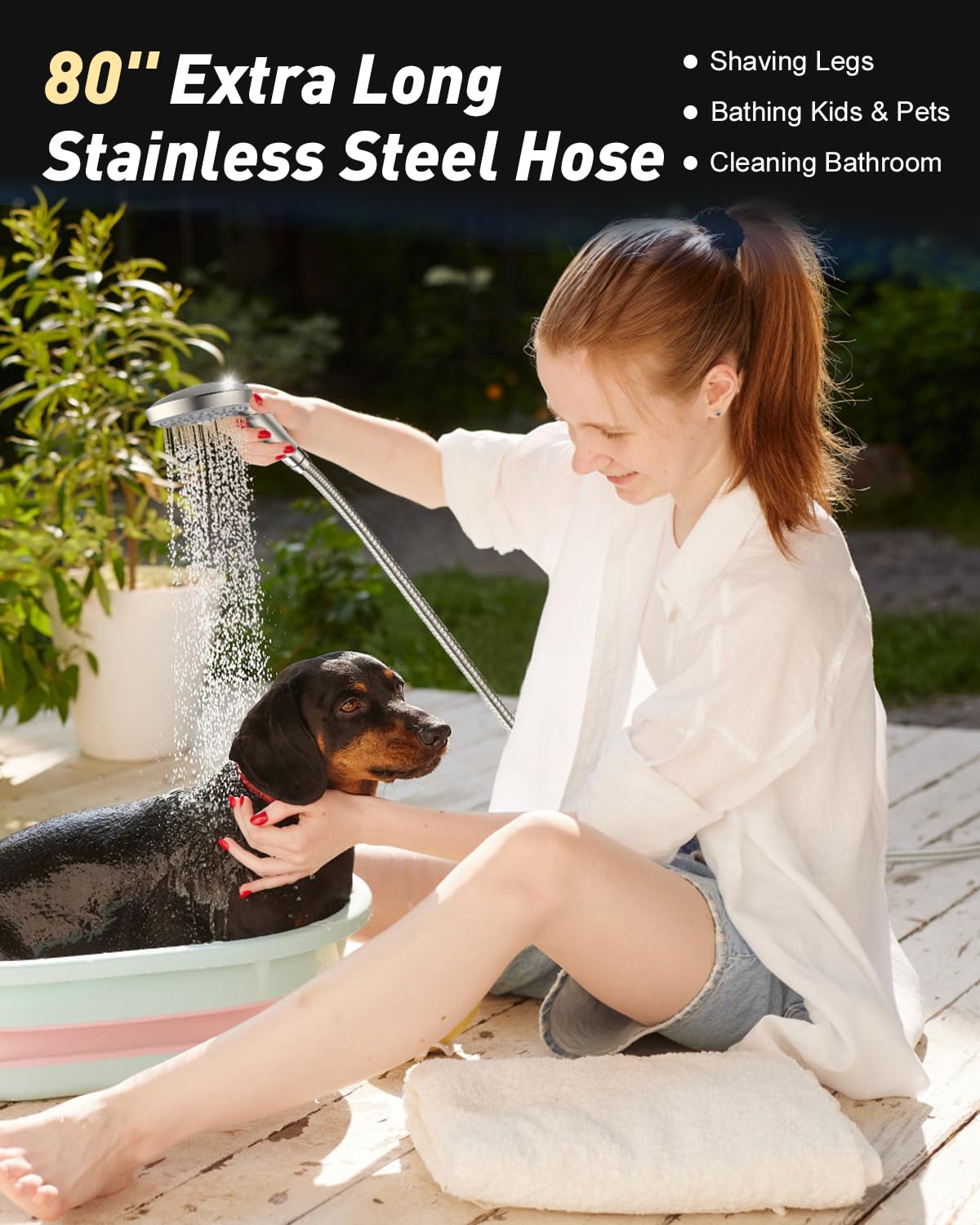 FASDUNT 80-inch stainless steel hose for flexible use