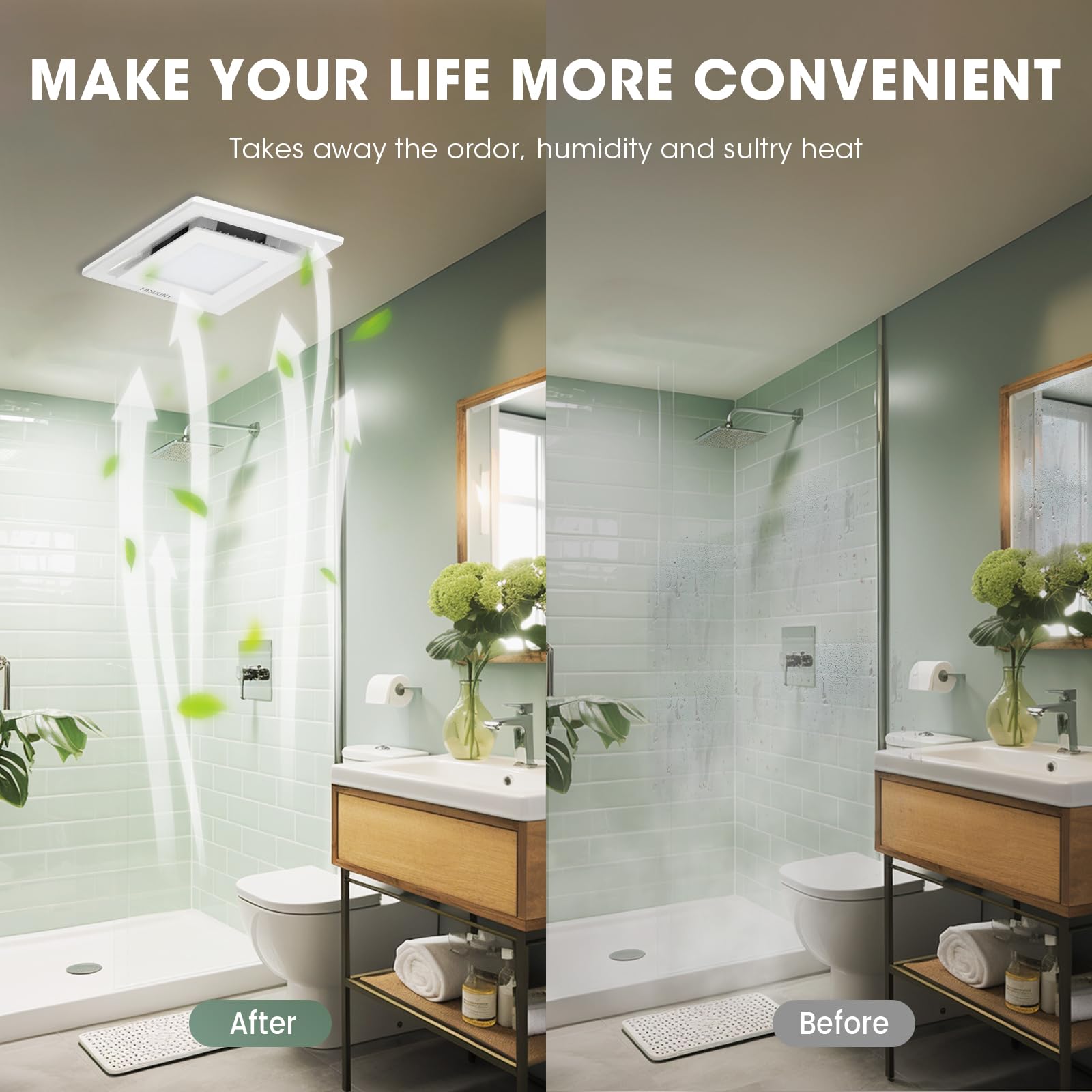 FASDUNT compact ceiling mount fits standard baths and showers