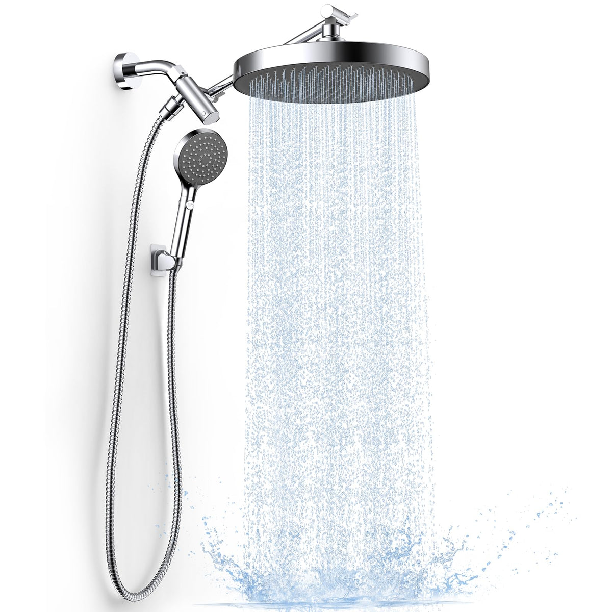 FASDUNT high pressure rain shower head provides immersive rainfall coverage for full-body rinse