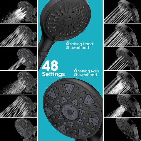 FASDUNT rain showerhead settings offering versatile spray patterns.