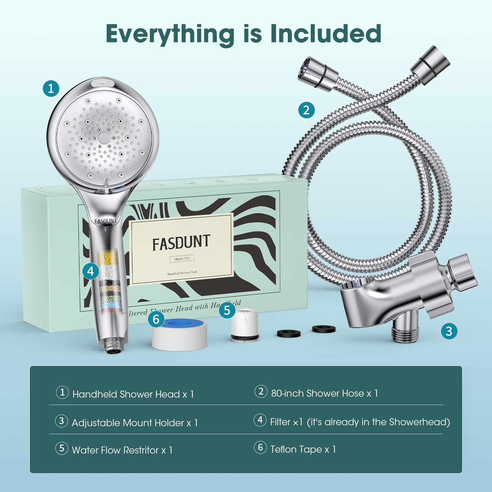 FASDUNT self-cleaning silicone nozzles reducing mineral buildup
