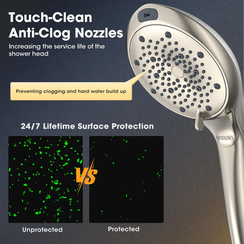FASDUNT self-cleaning silicone nozzles resist grime for consistent spray performance