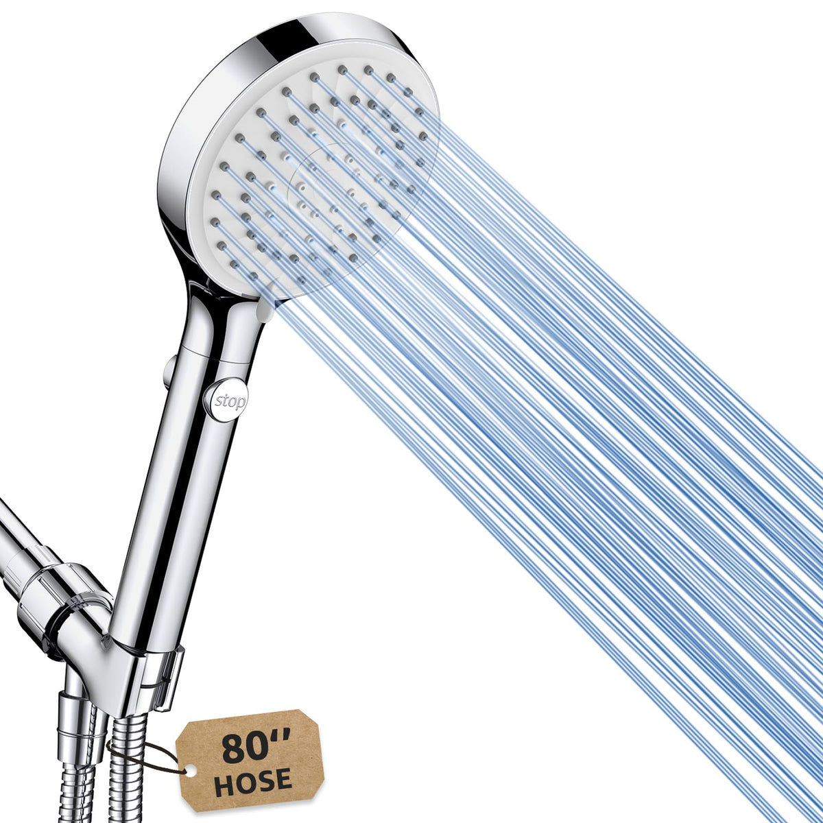 FASDUNT handheld shower head with five modes for versatile bathing