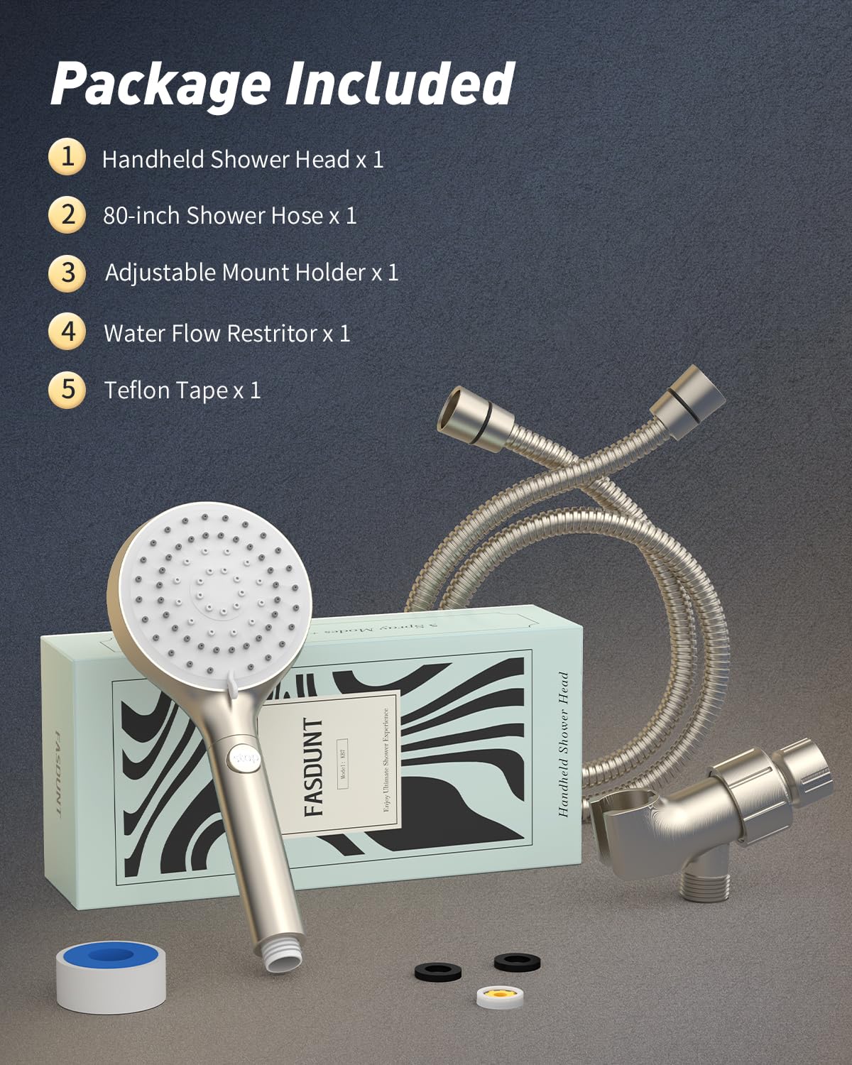 FASDUNT standard G1/2 mount fits most showers