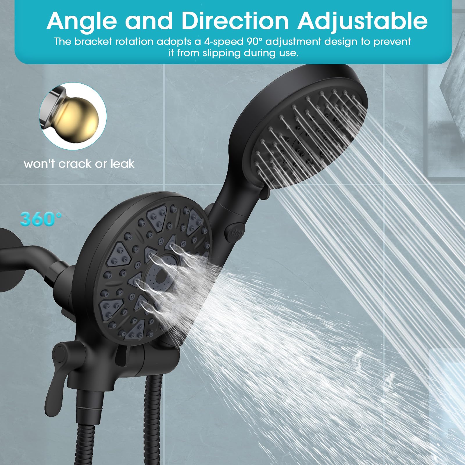 FASDUNT three-way diverter knob selects head modes for flexibility.