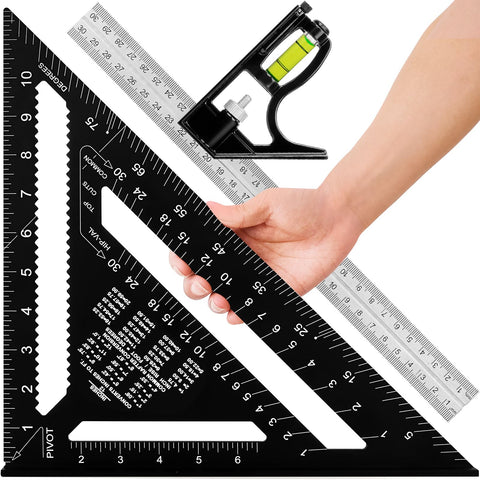 Fasouna 12-inch rafter square with imperial marks for precise framing.