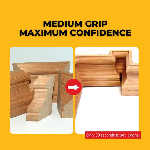 Applying FastCap 2P-10 to a wood joint for strong bonding.