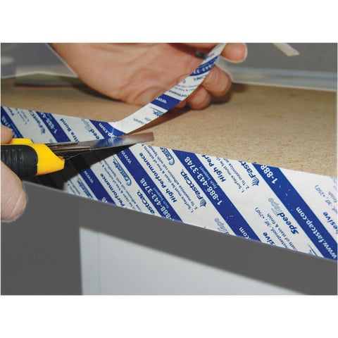 FastCap SpeedTape bonds edges quickly on plywood projects.