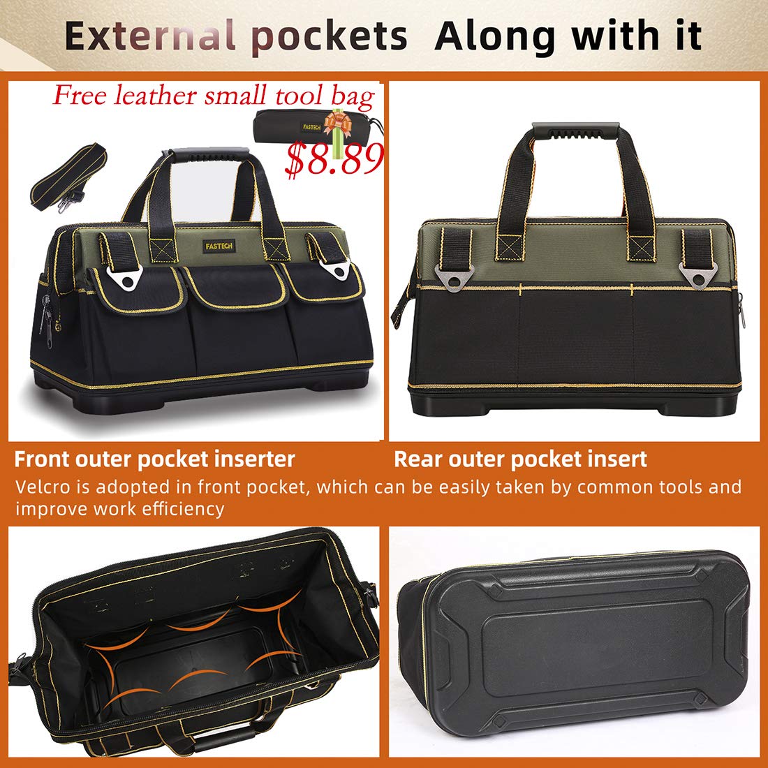 FASTECH interior pockets organize tools for efficient use
