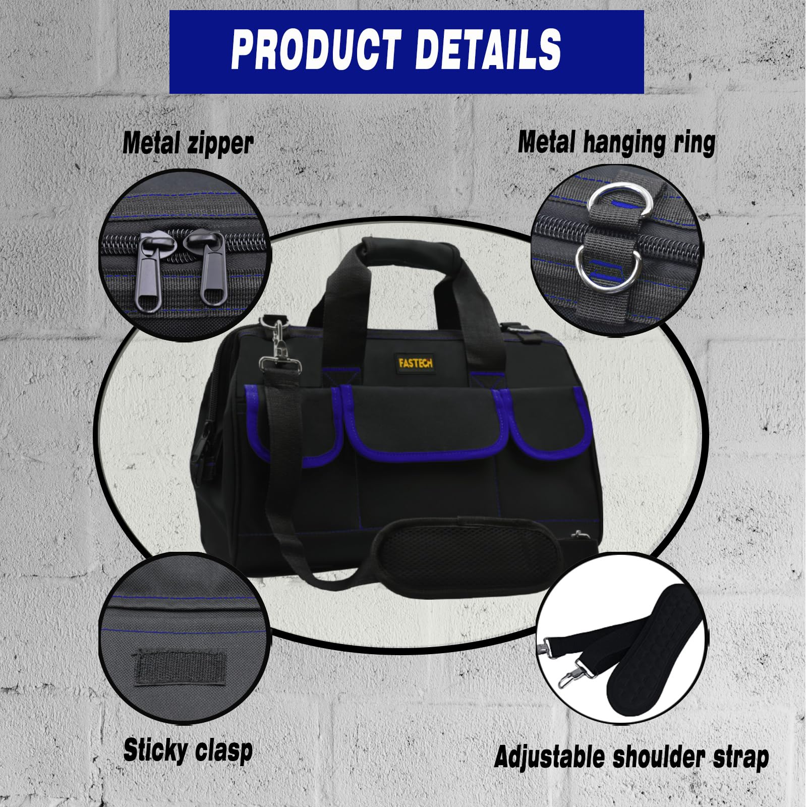 FASTECH heavy-duty metal zippers boost durability and quick access.
