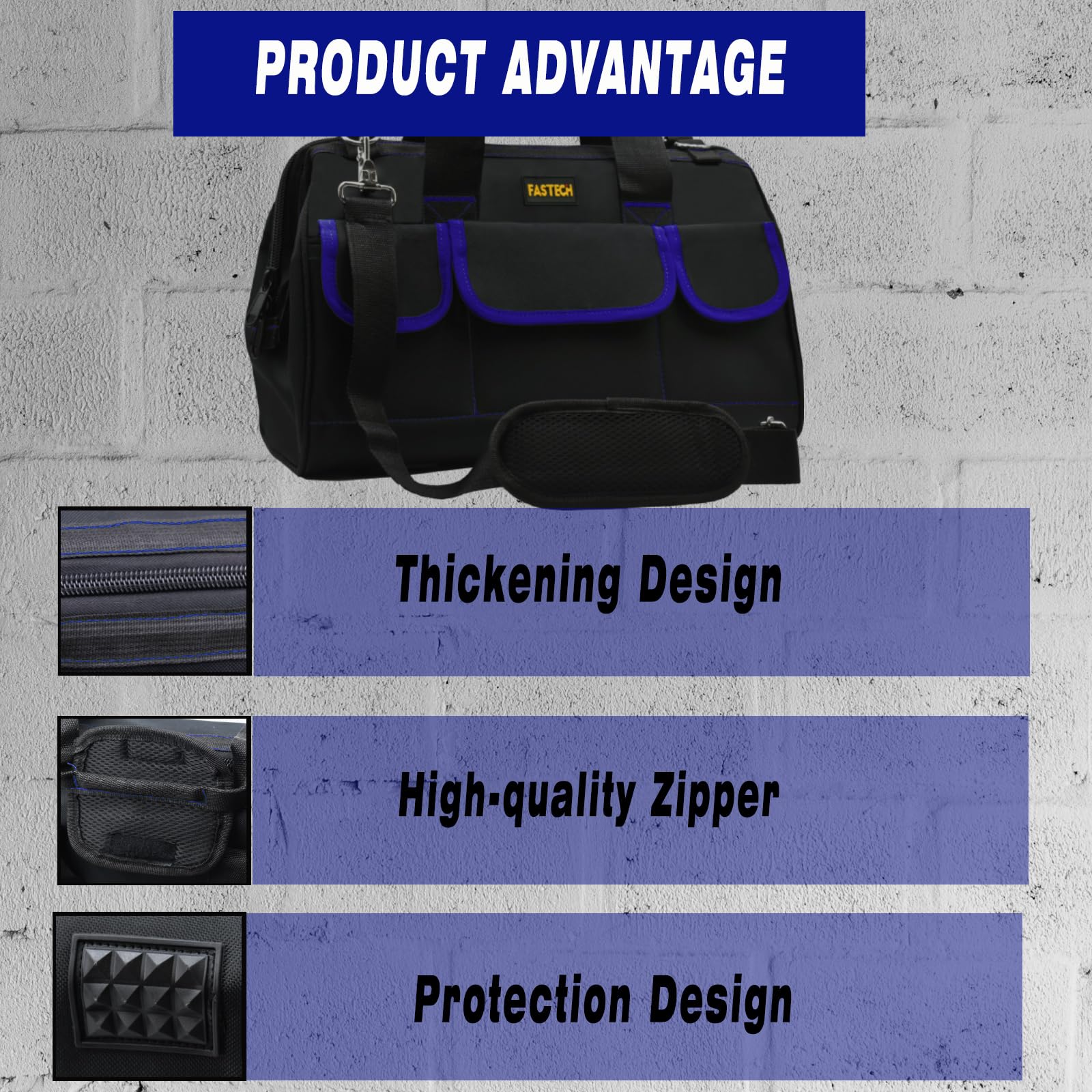 FASTECH interior 11 pockets and 6 exterior pockets for quick sorting.