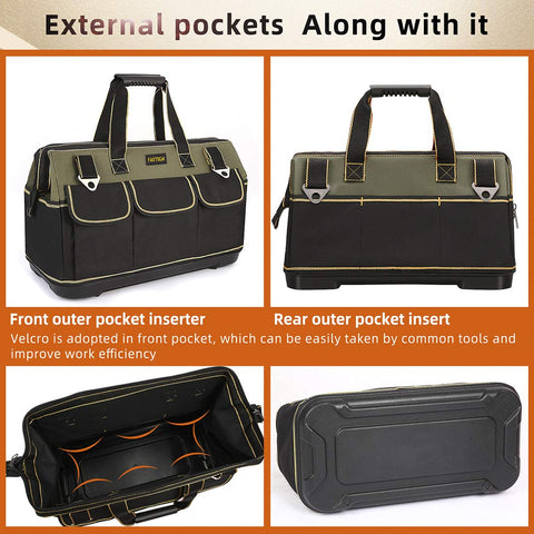 Fastech wide-mouth bag top-zip open view for quick tool retrieval