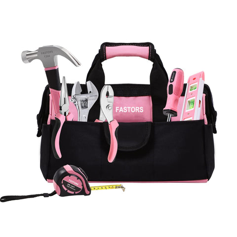 FASTORS pink tool bag bottom pads protect surfaces.