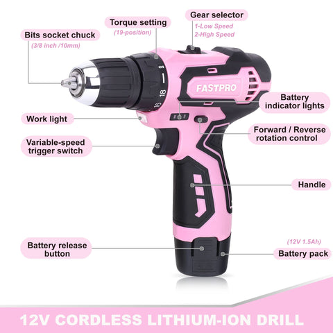 FASTPRO pink drill kit ideal for home use or as a gift