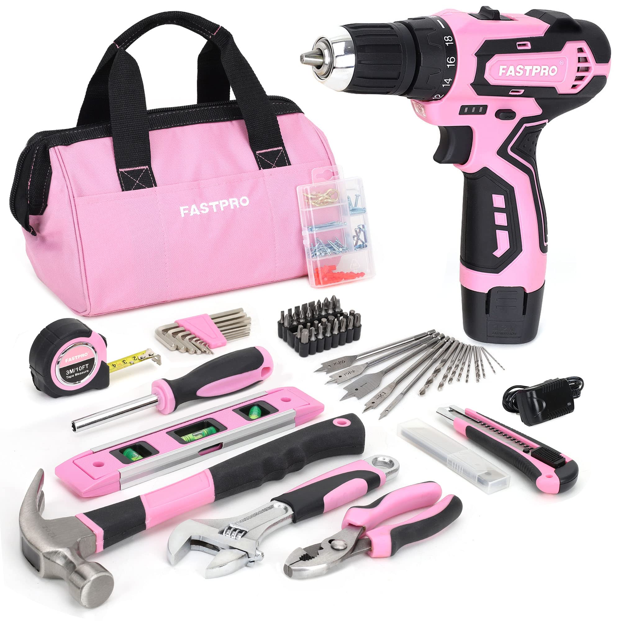 FASTPRO pink drill set overview for home projects and easy access