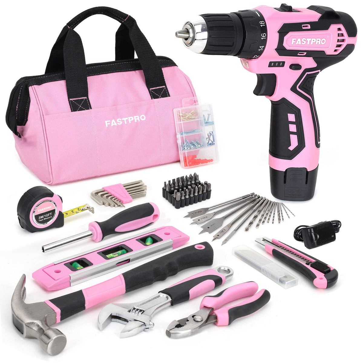 FASTPRO pink drill set overview for home projects and easy access