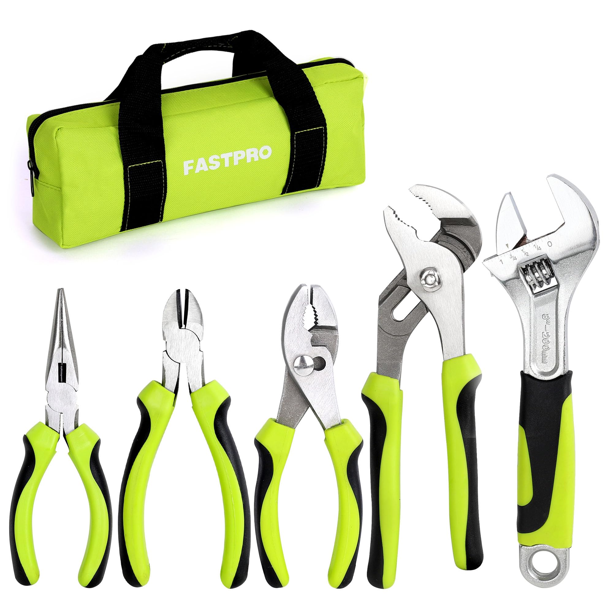 FASTPRO 5-piece pliers set with bag for versatile home repairs