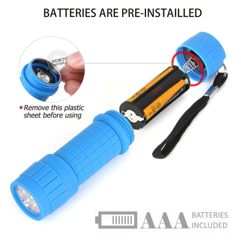 FASTPRO AAA batteries included and pre-installed in each flashlight