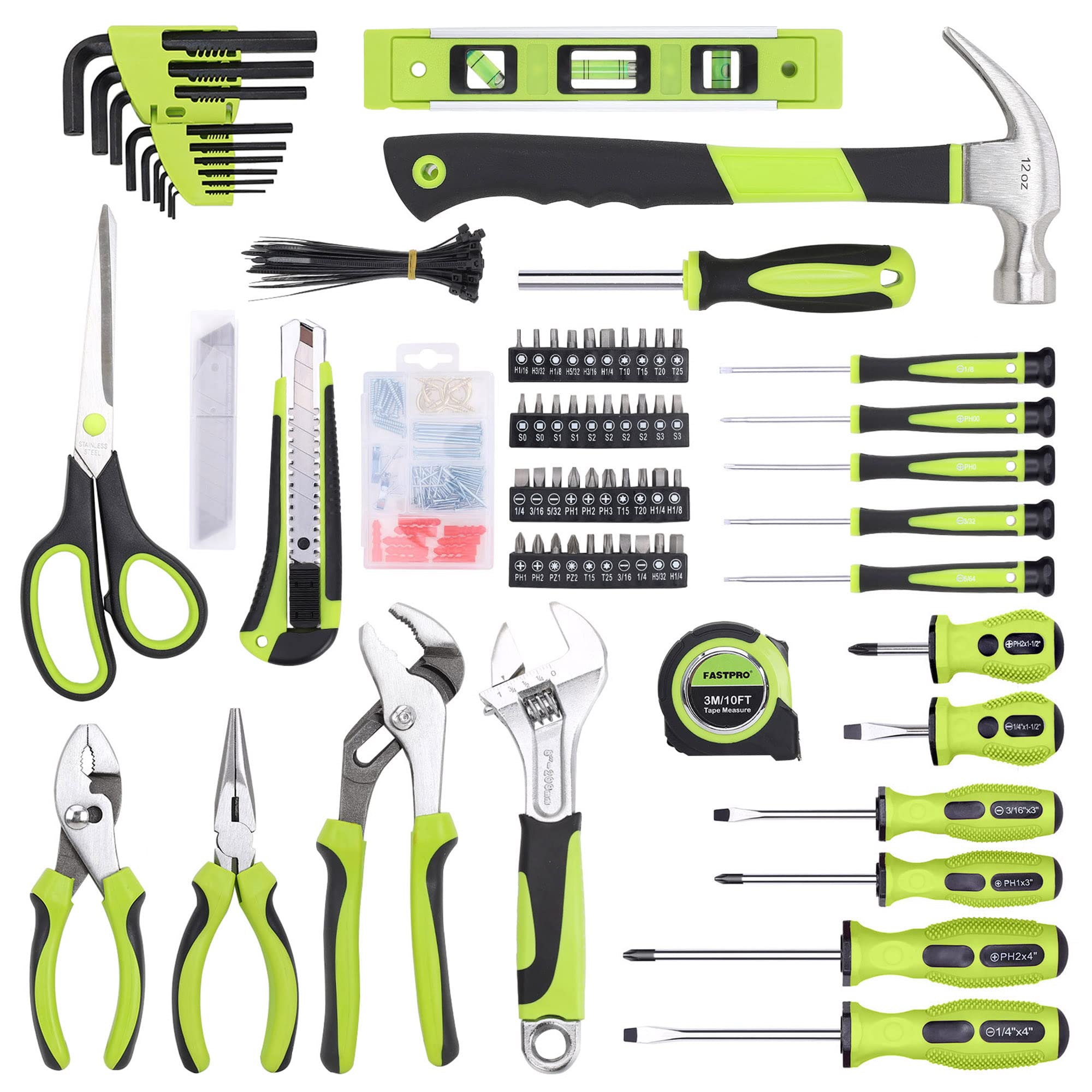 FASTPRO adjustable wrench and screwdriver bits for versatile tightening.