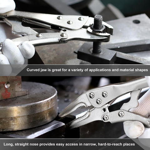 FASTPRO locking pliers in action tightening and turning sheet metal.