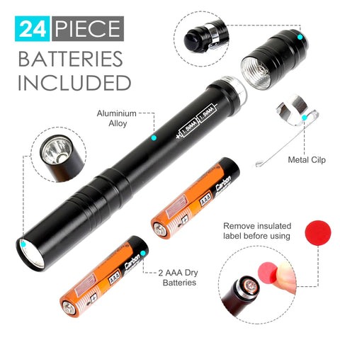 FASTPRO pen light with included batteries delivers instant ready-to-use light.