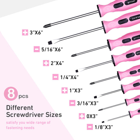 FASTPRO pink Phillips screwdrivers ideal for quick furniture assembly