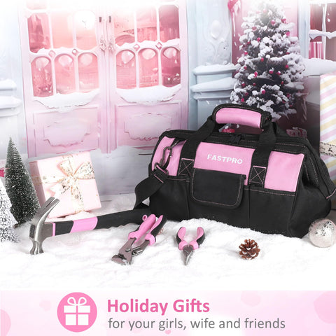 FASTPRO Pink Tool Bag with wide-mouth design for easy access
