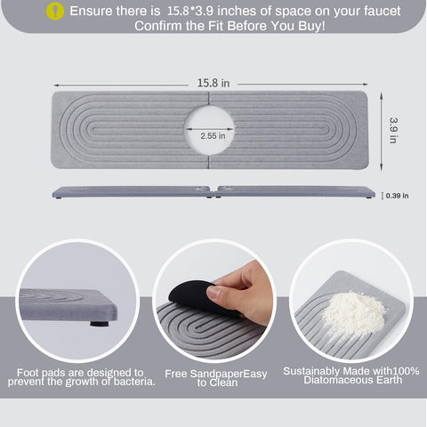 Fatilin Stone Faucet Mat keeps sink area dry with rapid drying action.