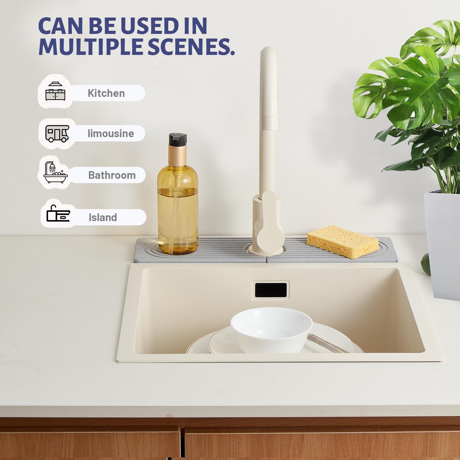 Fatilin Stone Faucet Mat blends modern style with practical countertop protection.