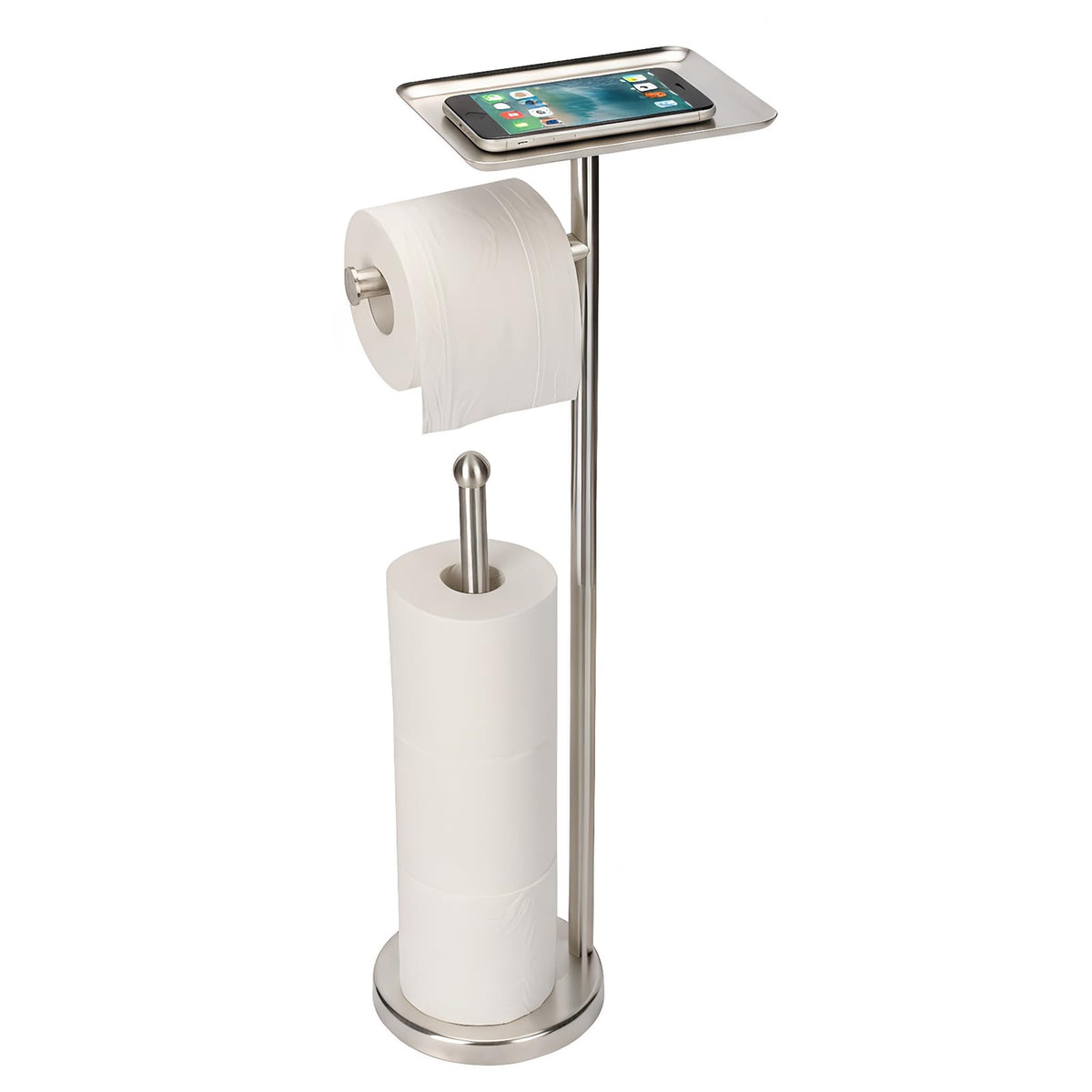 Fatizon toilet paper holder with top shelf for small items and easy access