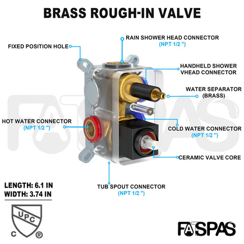 Fatspas 15.7 inch shower arm provides secure, adjustable mounting.